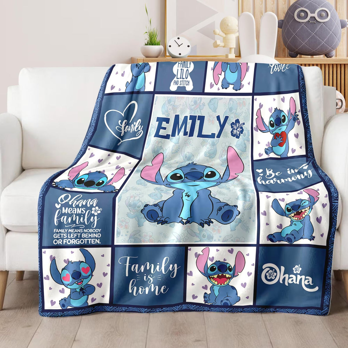 Ohana - Personalized Blanket, Custom Name Blanket, Birthday Gifts, Blanket Gifts For Kids