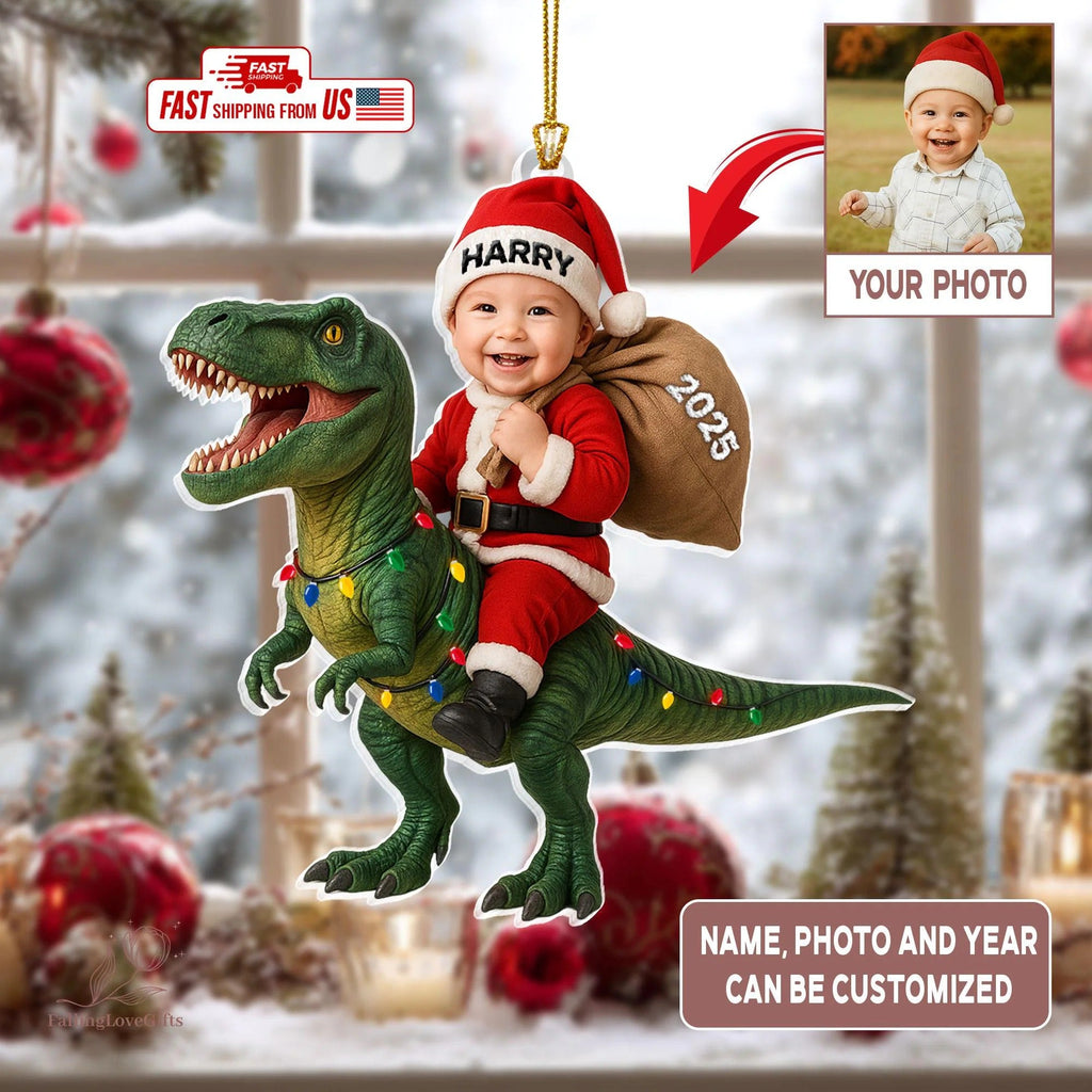 Dinosaur Ornament, Kid Christmas Ornaments, Grandson Ornament, Dinosaur Christmas Ornament