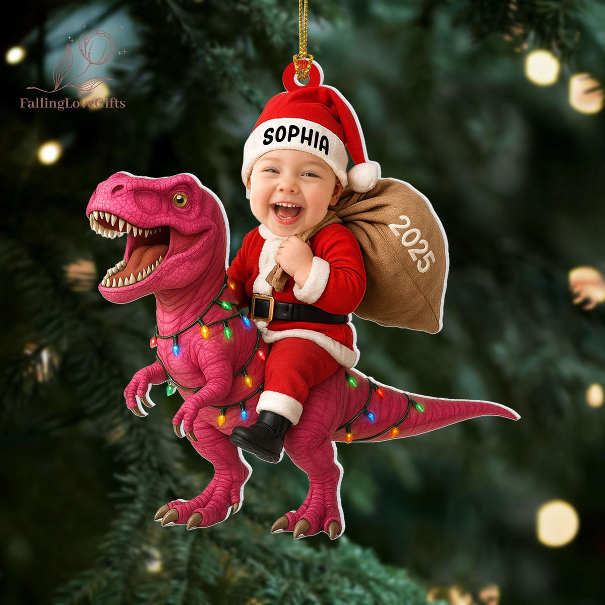 Dinosaur Ornament, Kid Christmas Ornaments, Grandson Ornament, Dinosaur Christmas Ornament