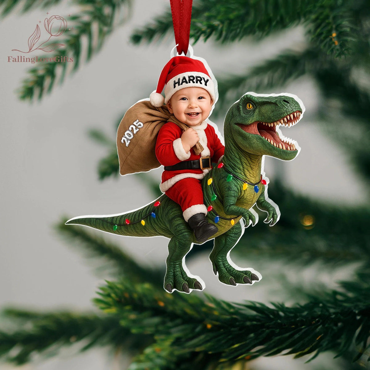 Dinosaur Ornament, Kid Christmas Ornaments, Grandson Ornament, Dinosaur Christmas Ornament