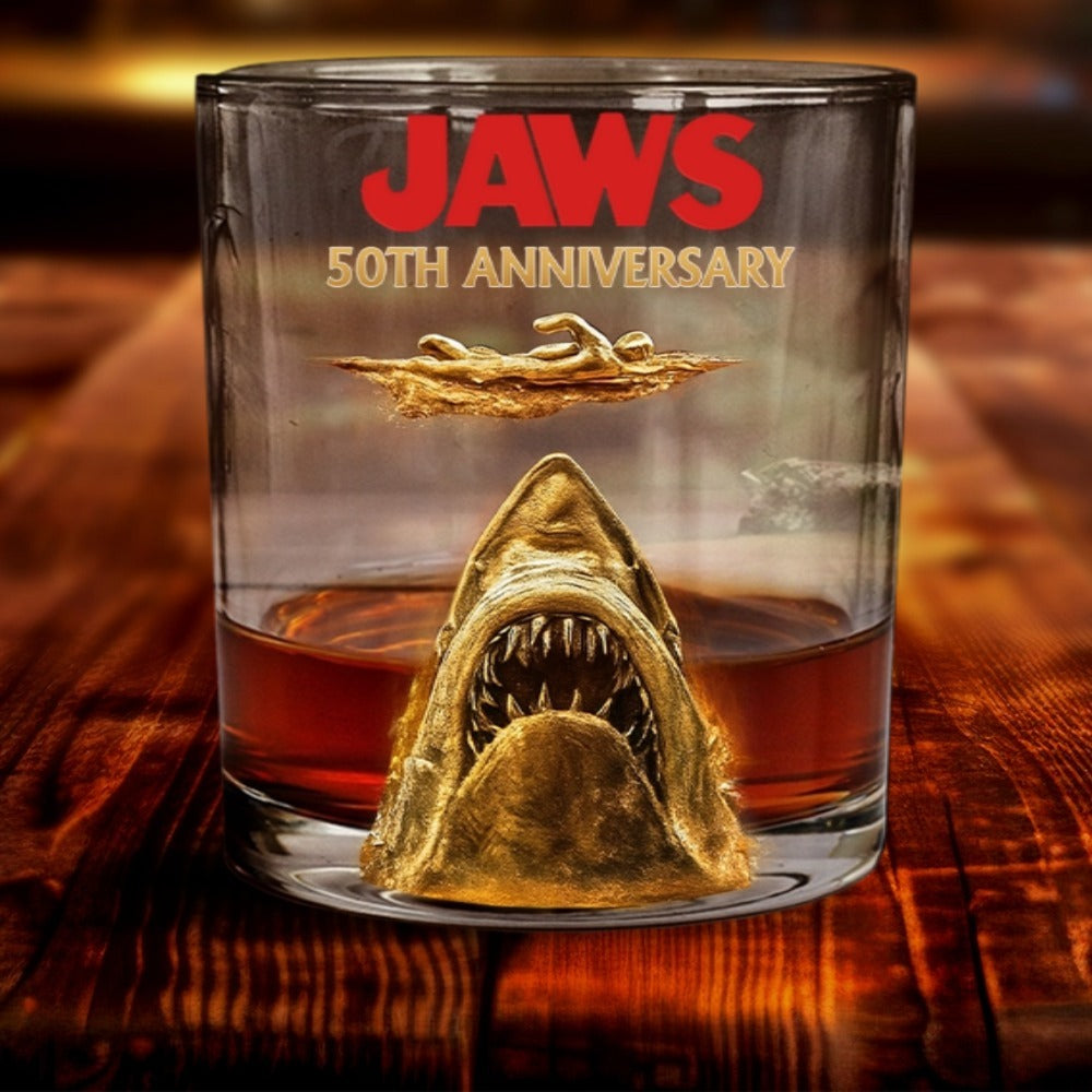 50th Anniversary Scary Shark - Personalized Whiskey Glass