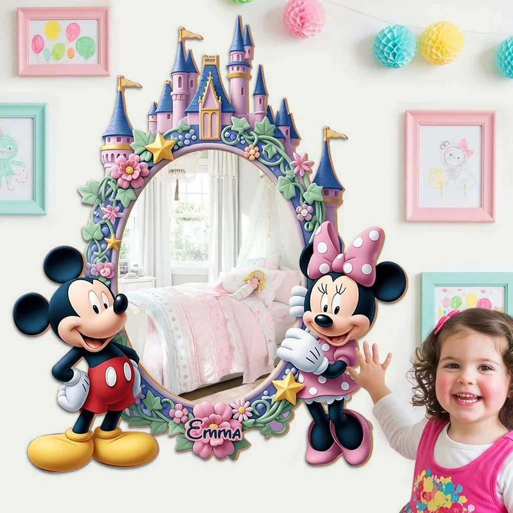 Cute Cartoon Duo - Personalized Mouse Wall Hanging Mirror
