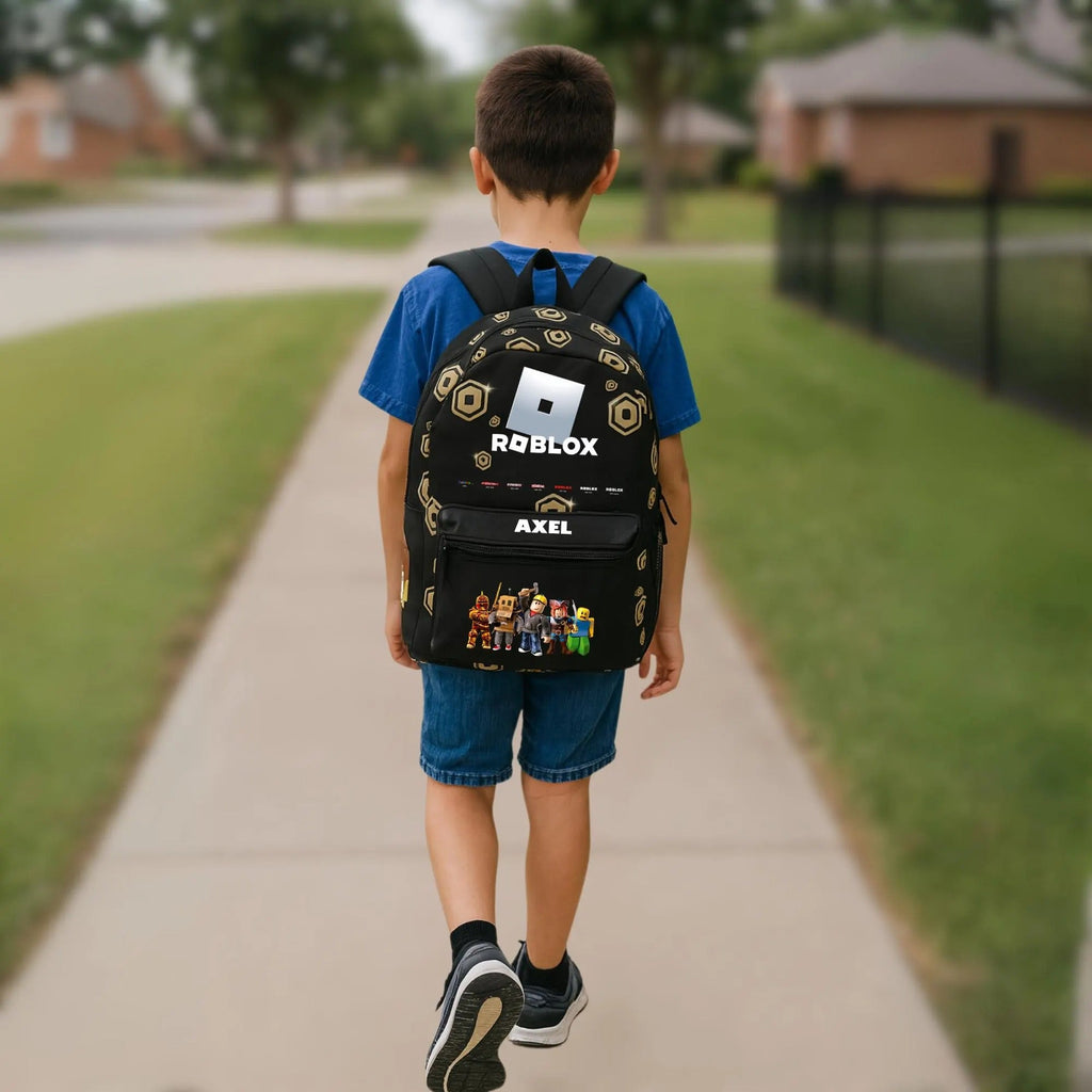 Custom Gamer Backpack for Kids – Personalized Name with 3D Game Characters Print