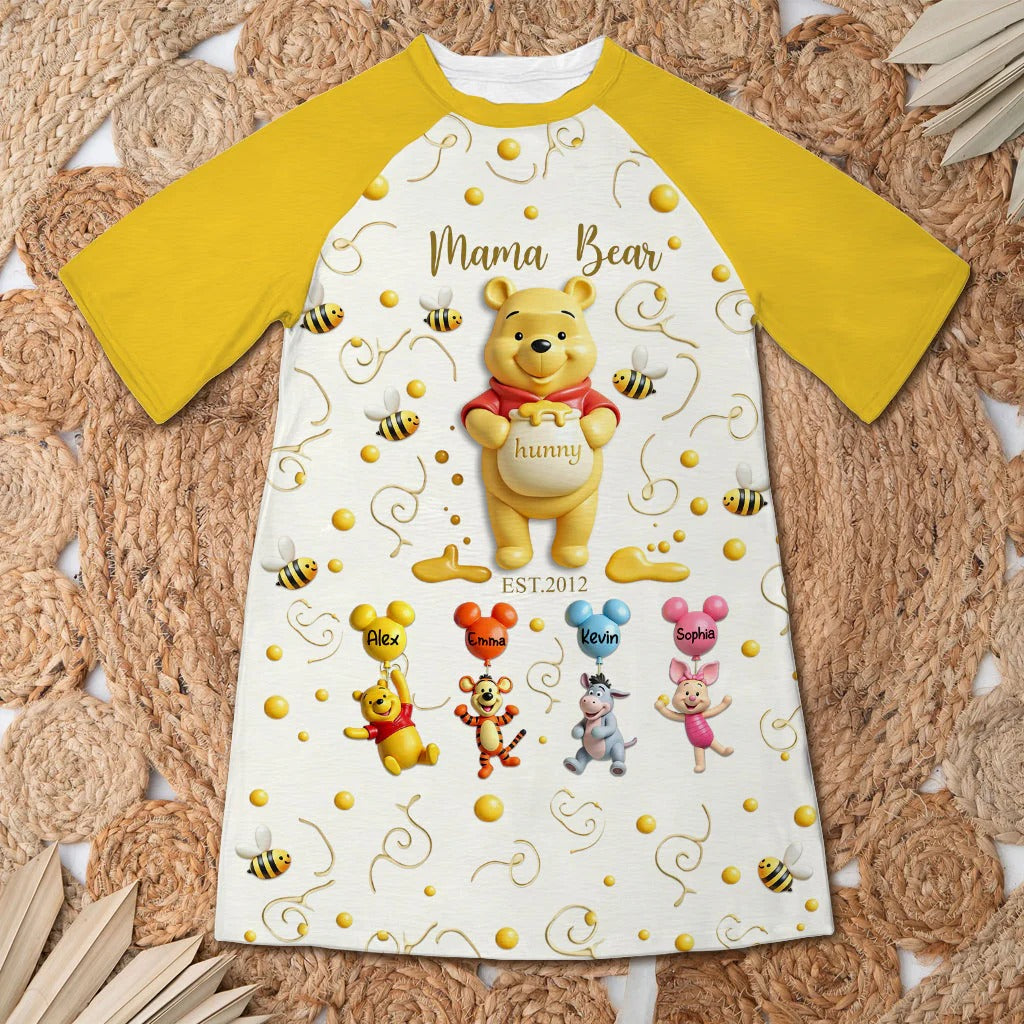 Mama Bear - Personalized Mouse Sleep T-shirt Dress