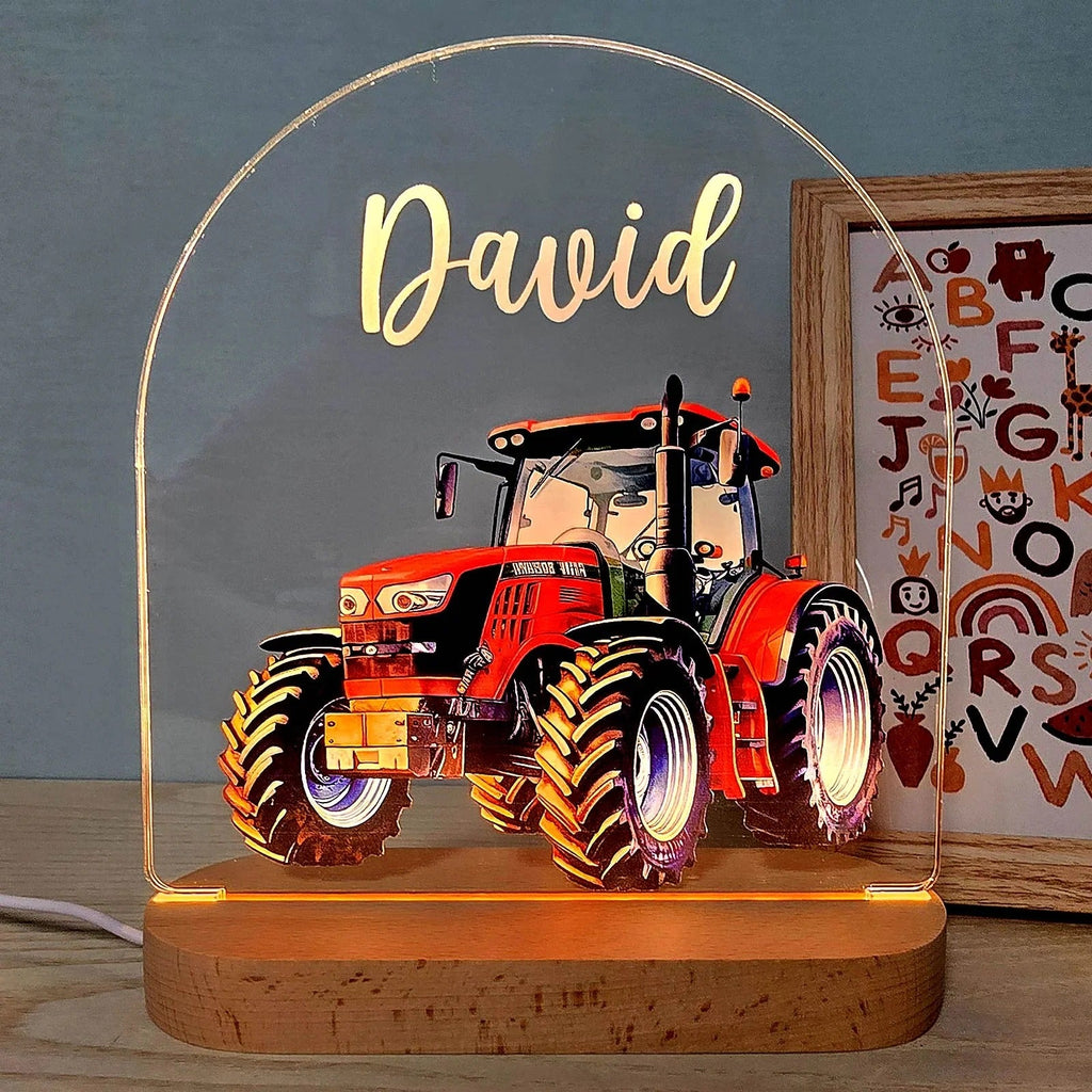 Tractor Night Light with Custom Name