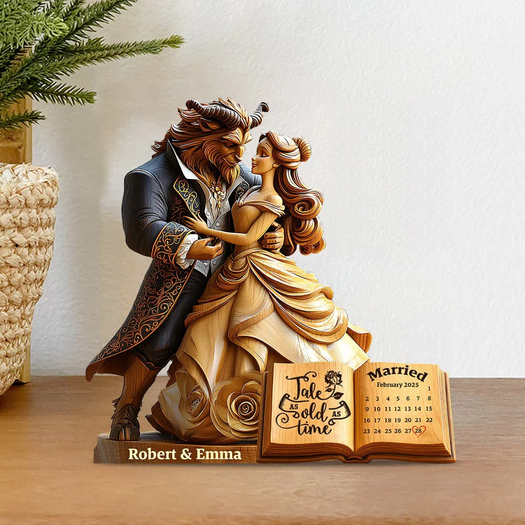 Tale As Old As Time 3 - Personalized Couple Custom Shaped Acrylic Plaque
