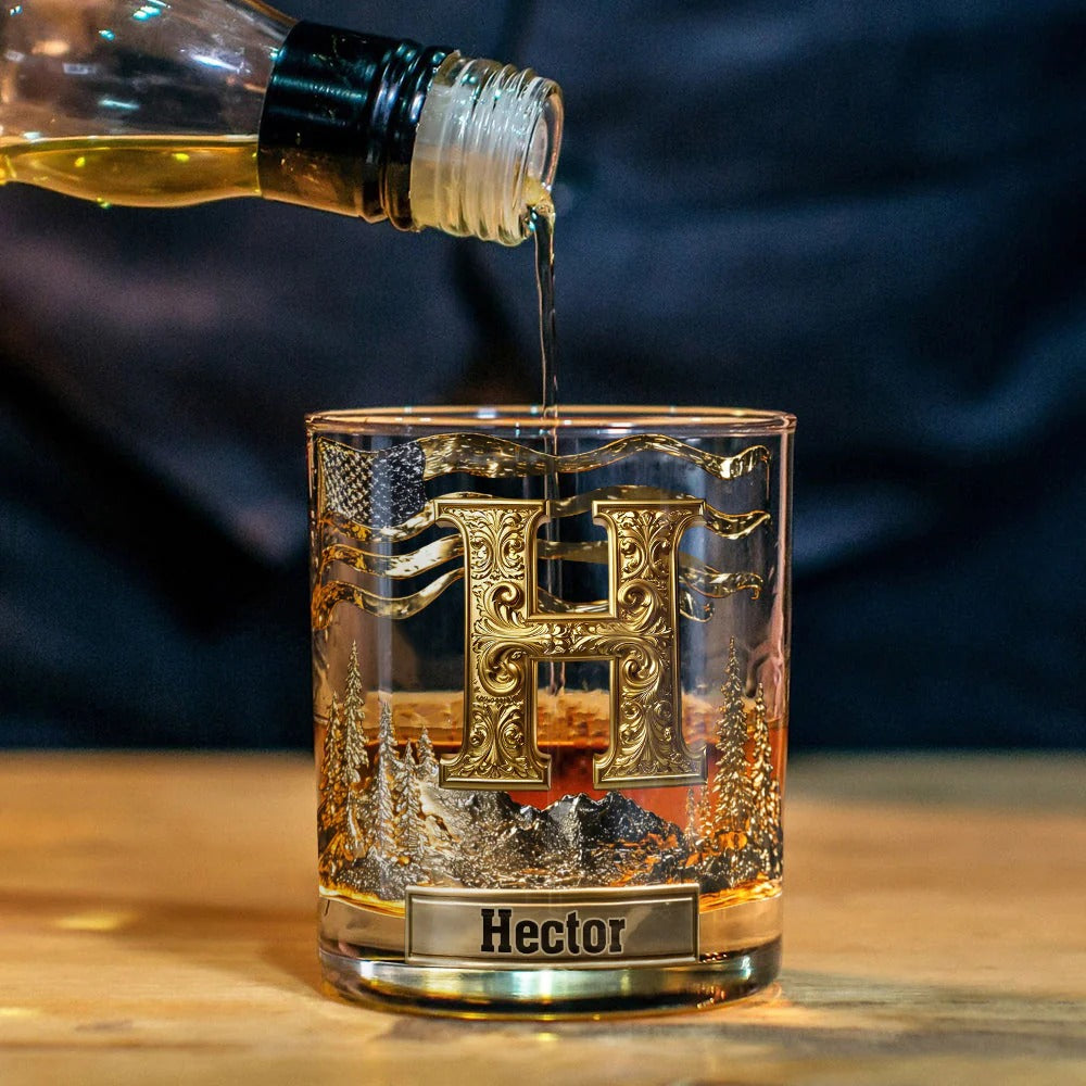 Alphabet Initial For Whiskey, Bourbon... Lovers - Personalized Whisky Whiskey Glass