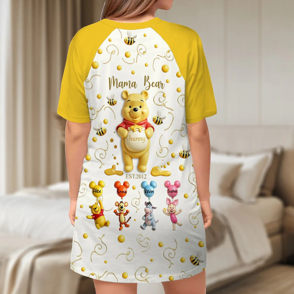Mama Bear - Personalized Mouse Sleep T-shirt Dress