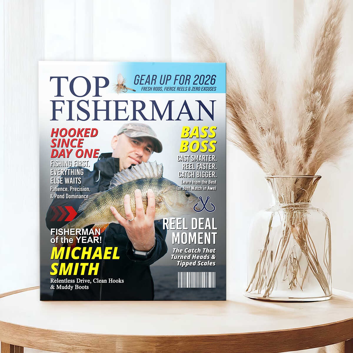 Custom Fishing Magazine Cover, Personalized Fishing Gifts for Men, Fly Fishing Gifts for Him