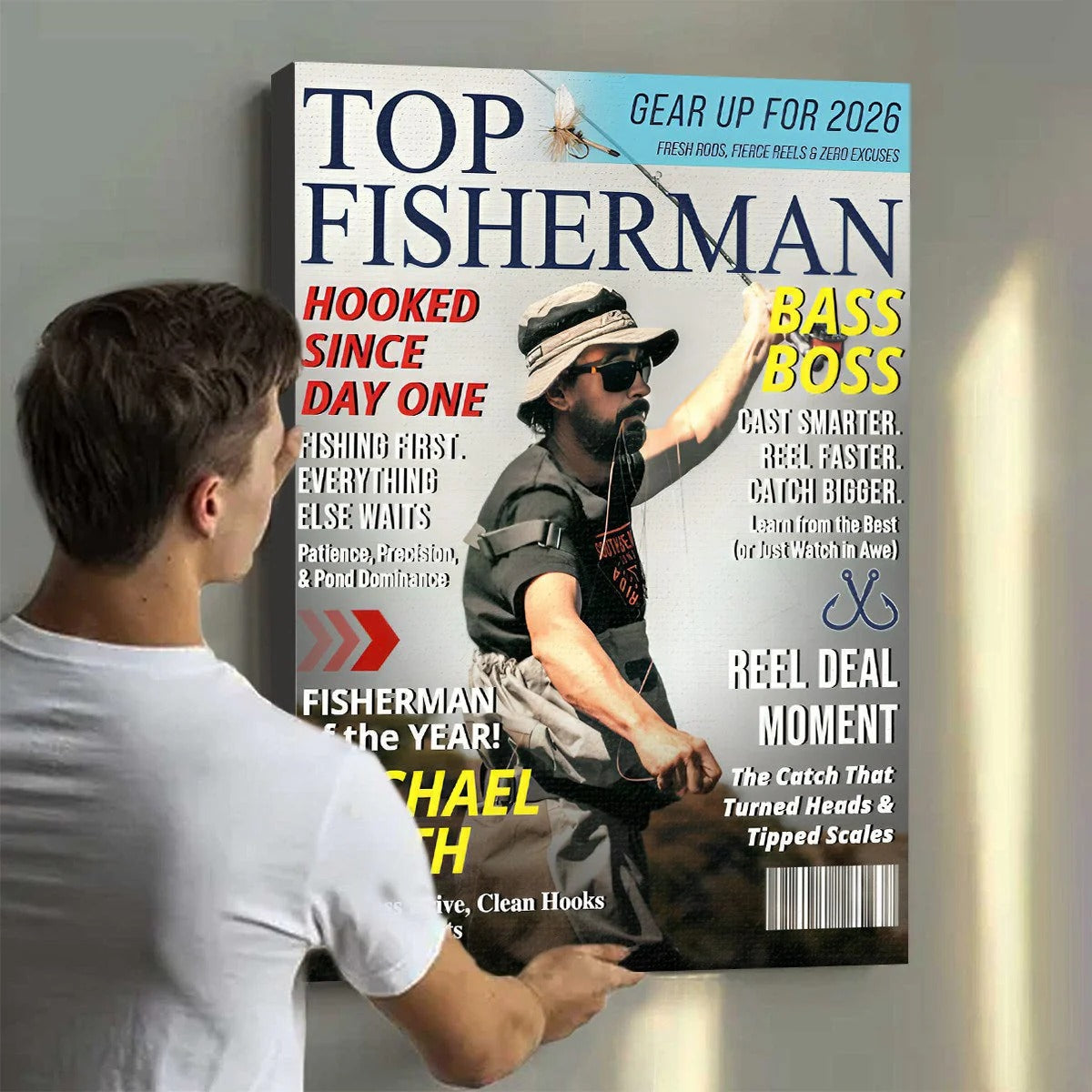 Custom Fishing Magazine Cover, Personalized Fishing Gifts for Men, Fly Fishing Gifts for Him