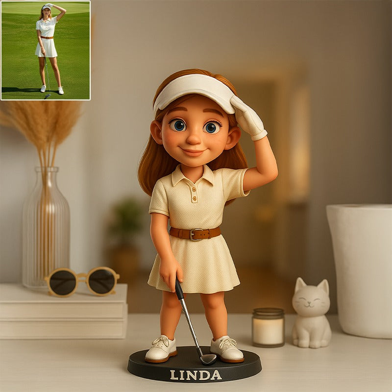 Custom Golf Photo Pixar Cartoon Style Acrylic Plaque