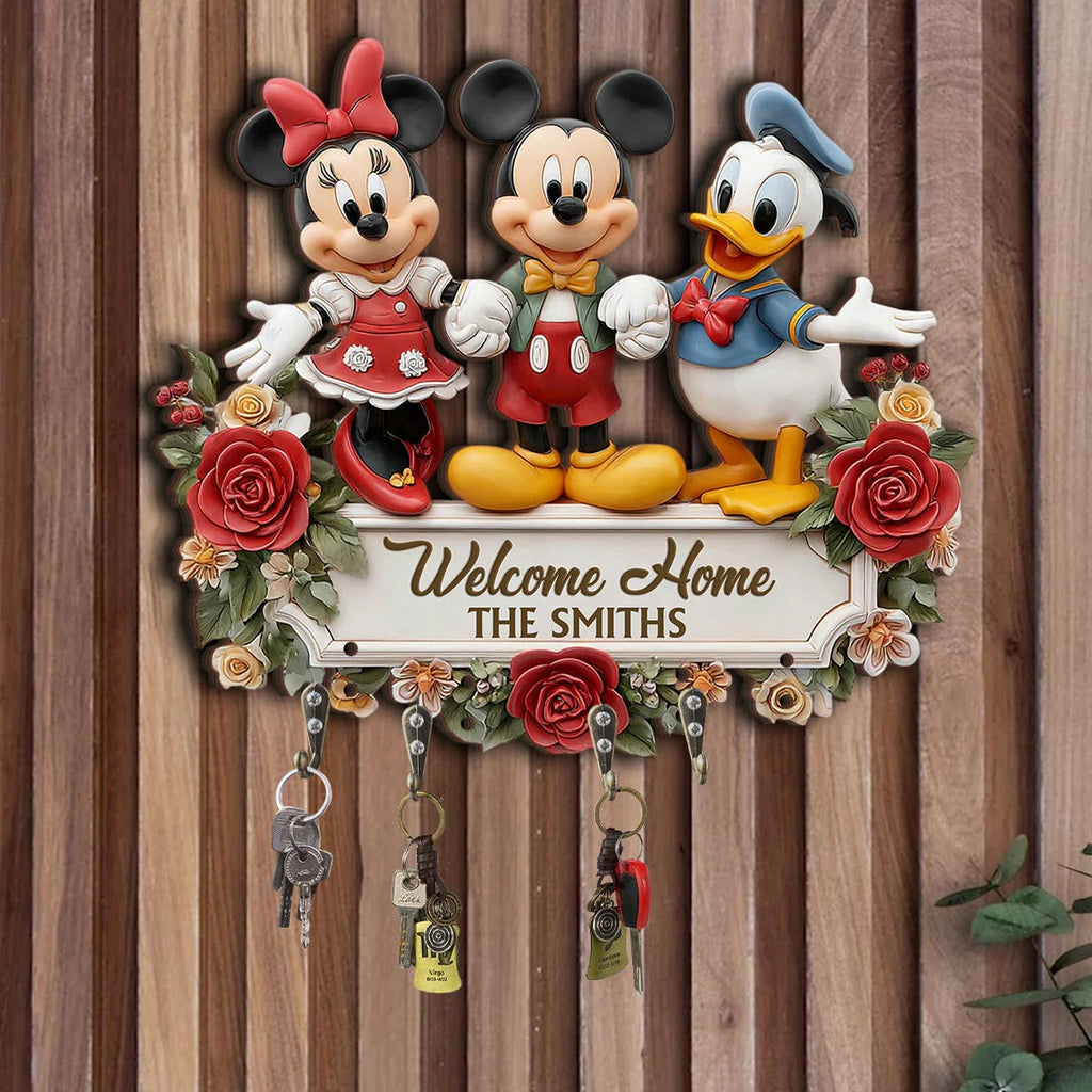 Welcome Home - Personalized Mouse Custom Shaped Key Rack