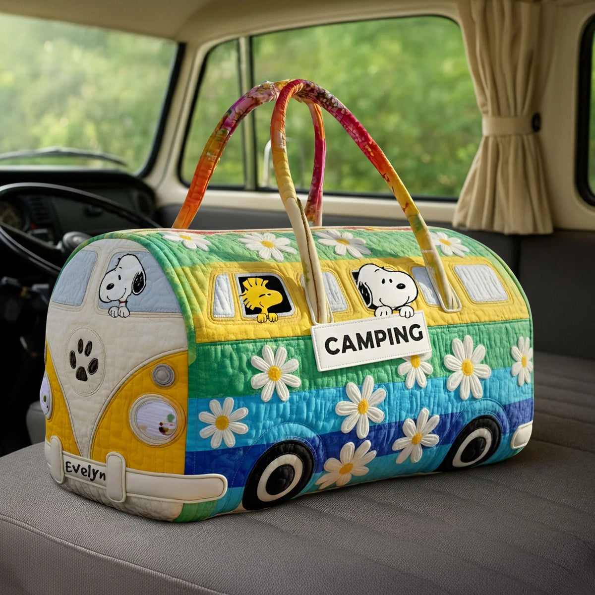 Cute Camping Quilted Duffle Bag - Personalized Gifts For Camping Lovers