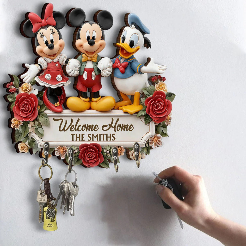 Welcome Home - Personalized Mouse Custom Shaped Key Rack