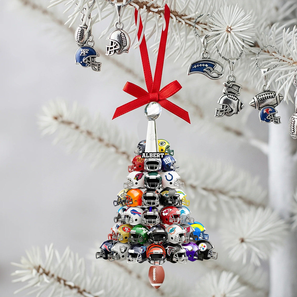 Football Helmet Christmas Tree Ornament - Personalized Gifts For American Football Lovers