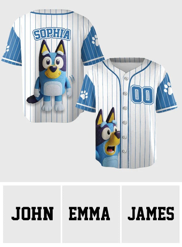 Blue Dog - Personalized Blue Dog Baseball Jersey