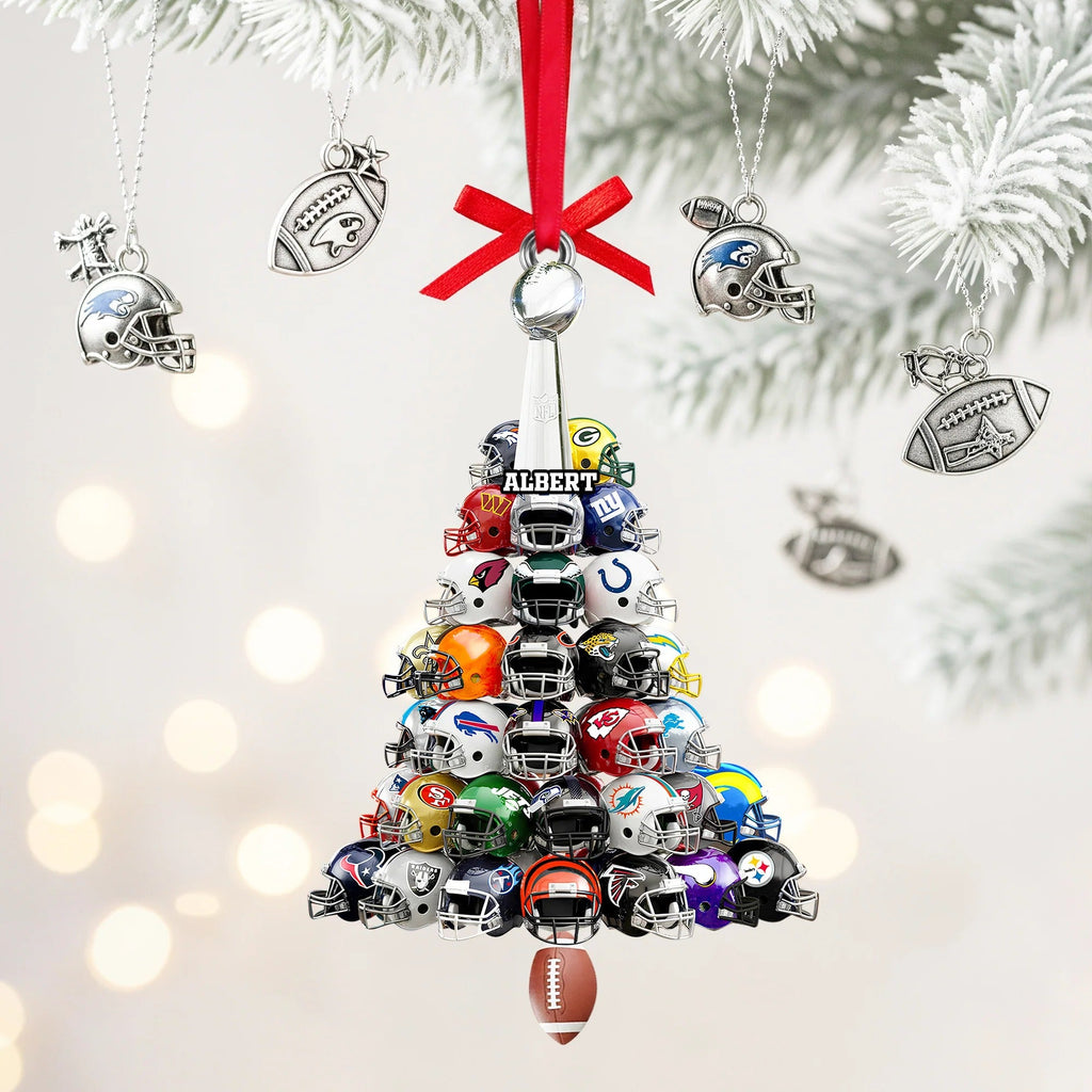 Football Helmet Christmas Tree Ornament - Personalized Gifts For American Football Lovers