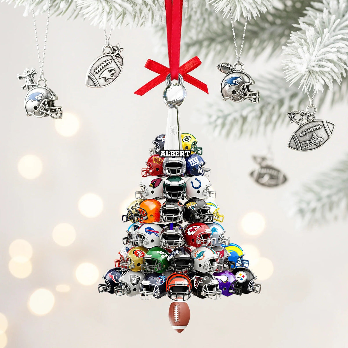 Football Helmet Christmas Tree Ornament - Personalized Gifts For American Football Lovers
