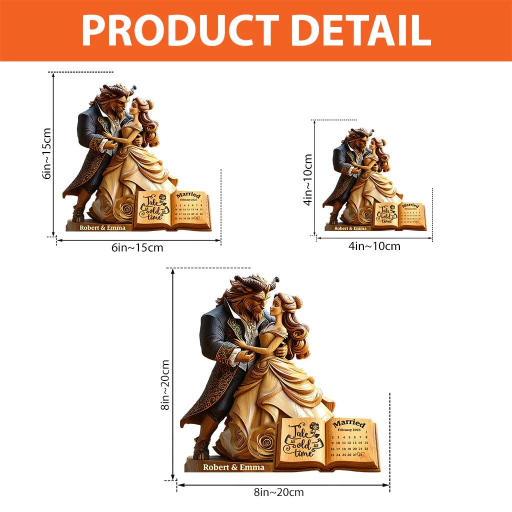 Tale As Old As Time 3 - Personalized Couple Custom Shaped Acrylic Plaque