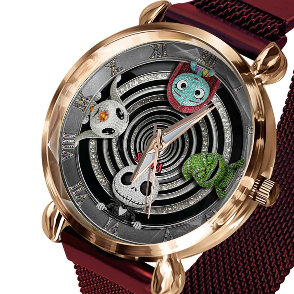 Gothic Holiday Spiral - Personalized Nightmare Women Hand Watch