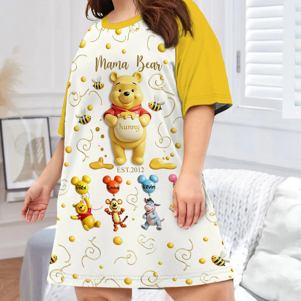 Mama Bear - Personalized Mouse Sleep T-shirt Dress