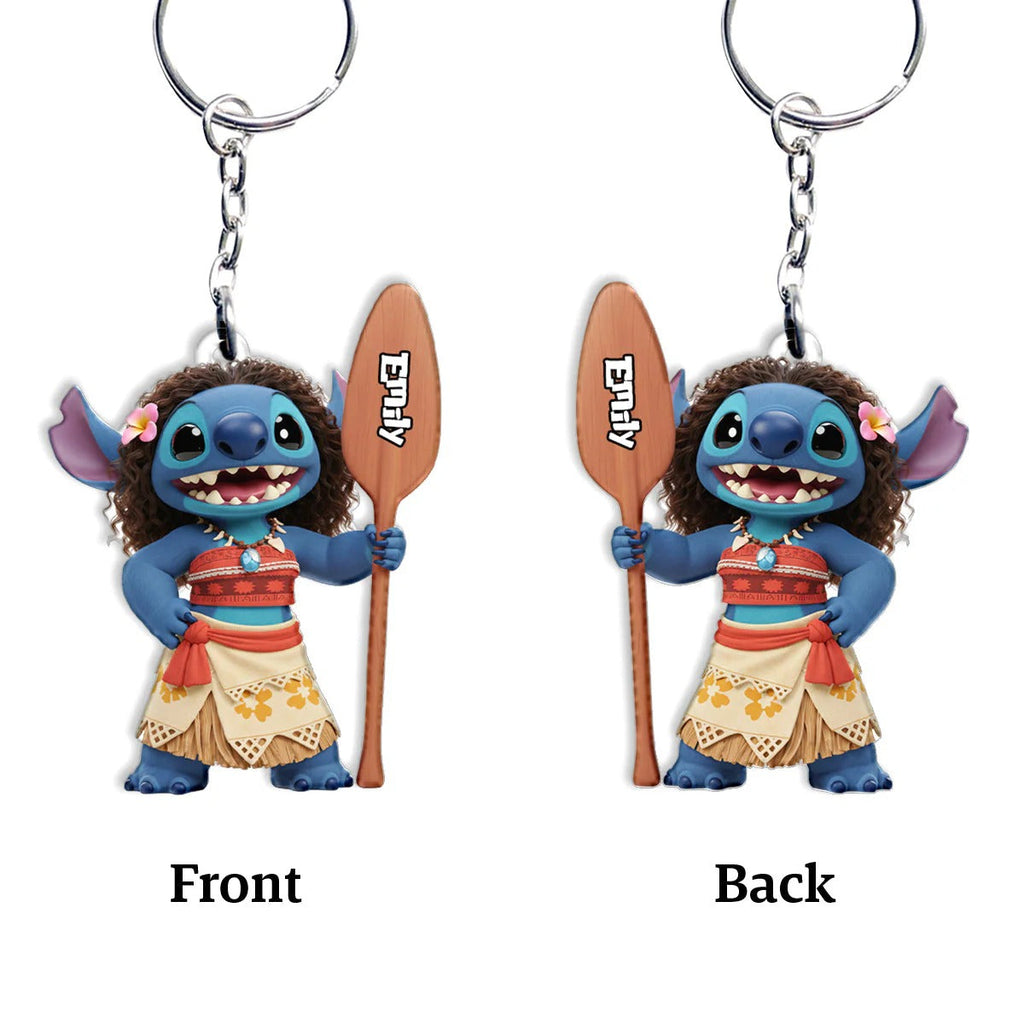 Blue Ohana Princess - Personalized Ohana Keychain
