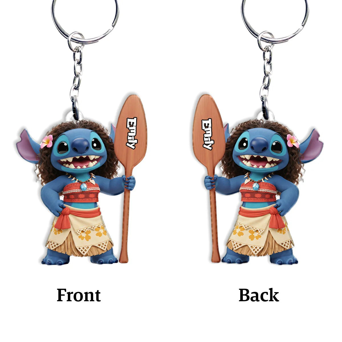 Blue Ohana Princess - Personalized Ohana Keychain