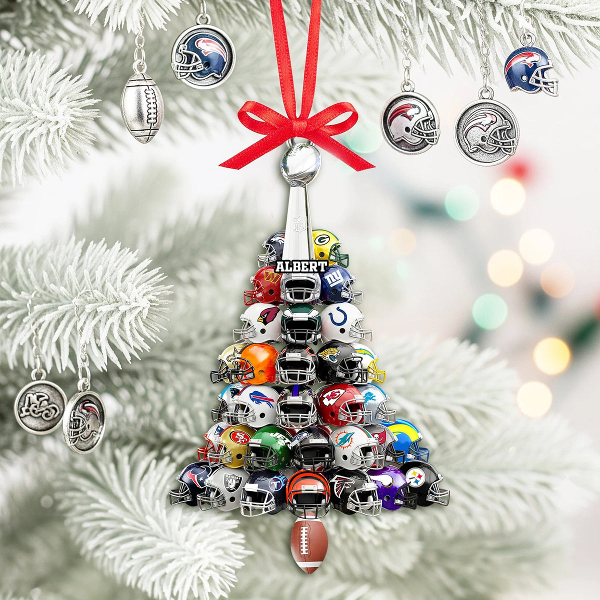 Football Helmet Christmas Tree Ornament - Personalized Gifts For American Football Lovers