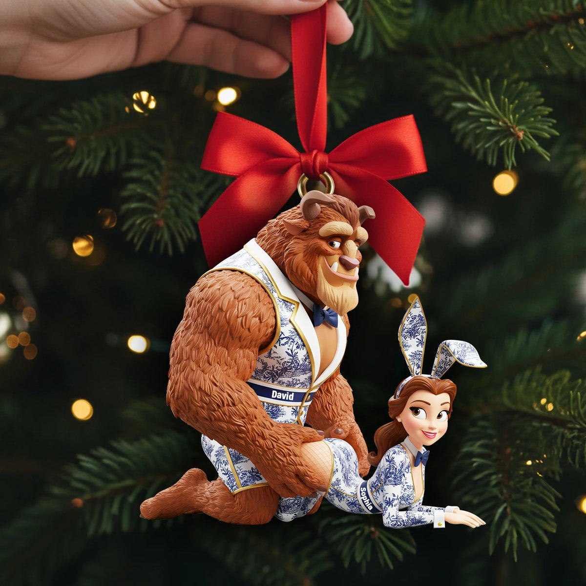 Cheeky Fairytale Couple Ornament - Personalized Gifts For Couple