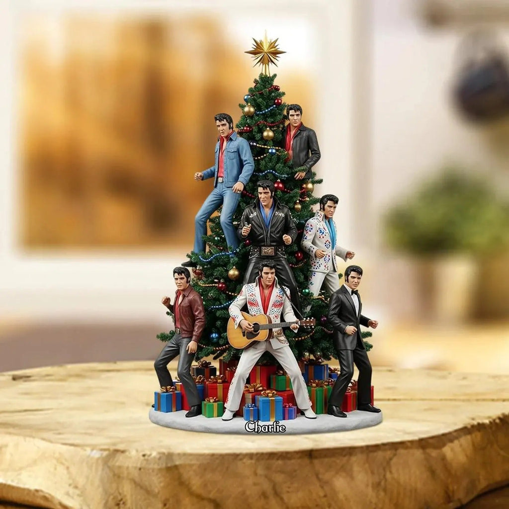Personalized Singer Beside Pine Tree Christmas Acrylic Plaque, Famous Rock & Roll Plaque