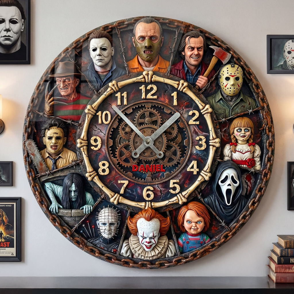 Villain Wall Clock - Personalized Gifts For Horror Lovers