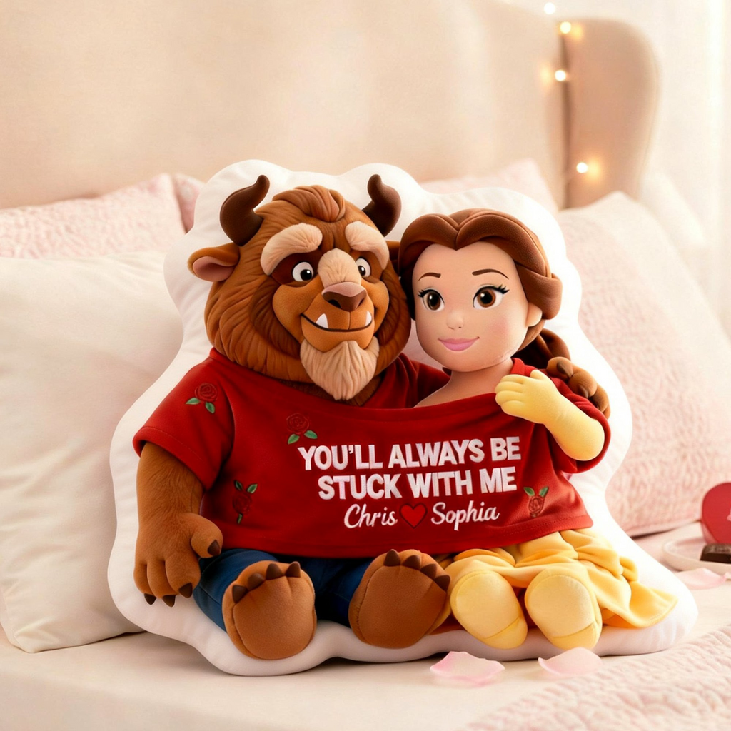 Fairy Tale Couple In Cute Shirt Shaped Pillow, Personalized Gifts For Couple