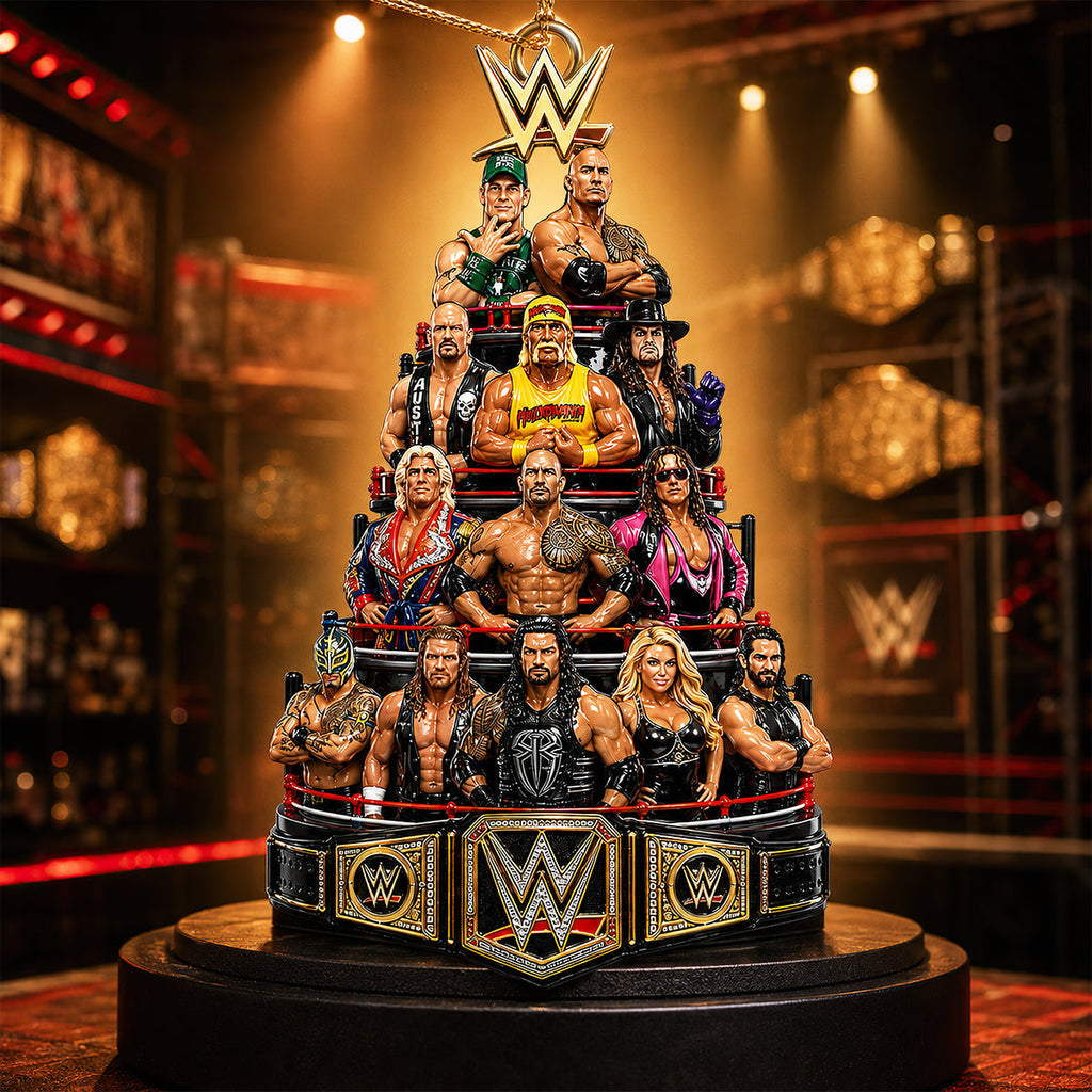 Legends Christmas Tree Acrylic Ornament, Personalized Gifts For Wrestling Lovers