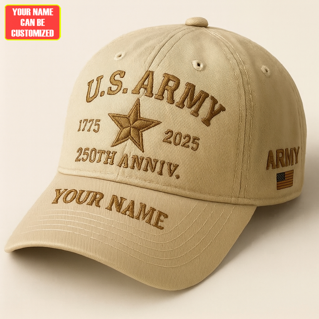 250th Anniversary Of The Army Embroidered Hats, Personalized Embroidered Classic Cap