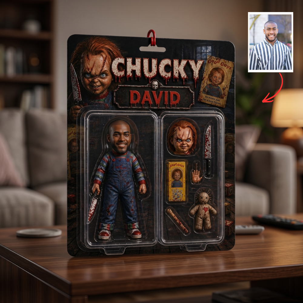 Custom Horror Action Acrylic Plaque - Personalized Scream Style Gift, Custom Face Horror Toy, Halloween Gift for Horror Fans