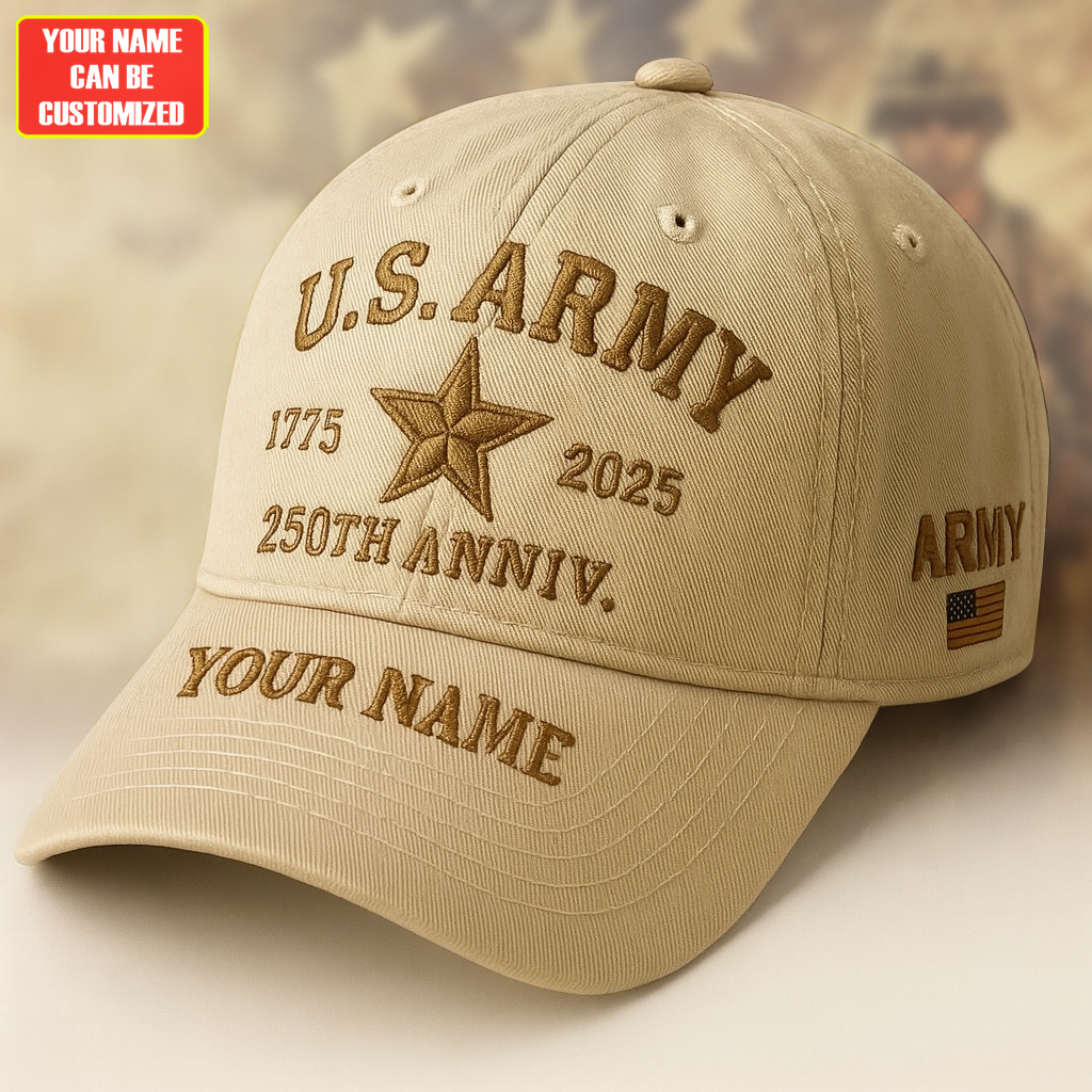 250th Anniversary Of The Army Embroidered Hats, Personalized Embroidered Classic Cap