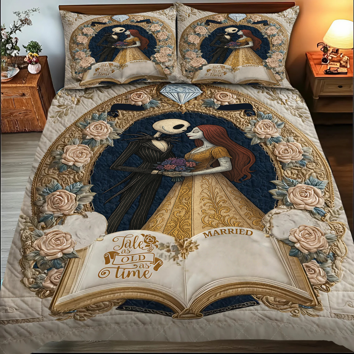 Nightmare Tale As Old As Time - Personalized Couple Bedding Set