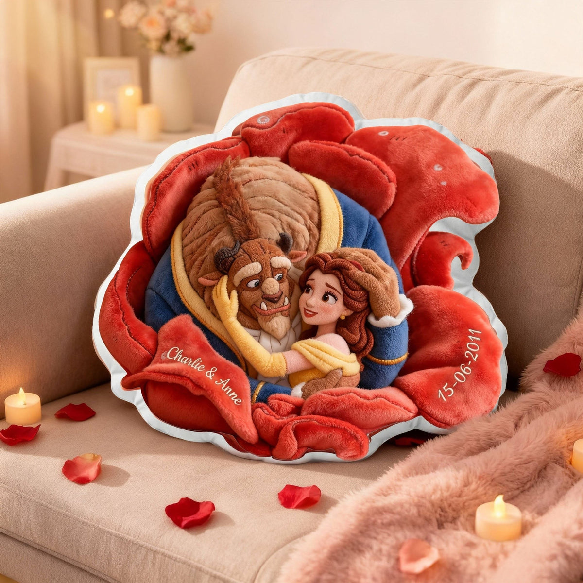 Blooming Love Shaped Pillow - Personalized Gifts For Couple