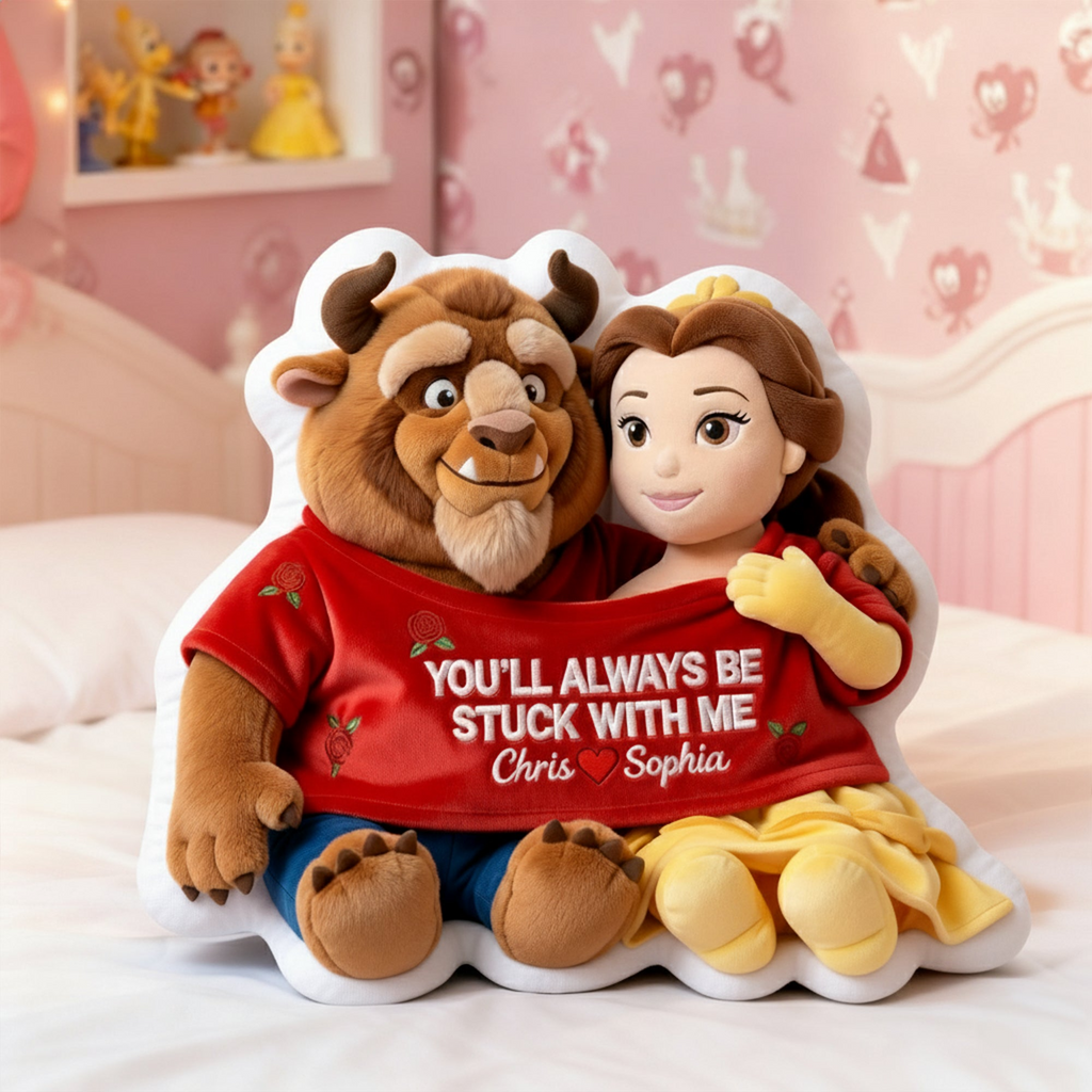 Fairy Tale Couple In Cute Shirt Shaped Pillow, Personalized Gifts For Couple