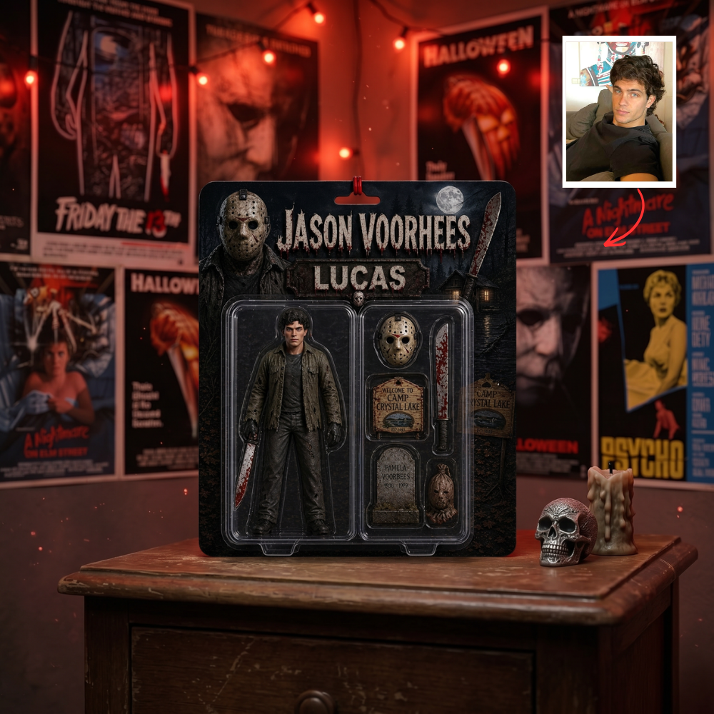 Custom Horror Action Acrylic Plaque - Personalized Scream Style Gift, Custom Face Horror Toy, Halloween Gift for Horror Fans