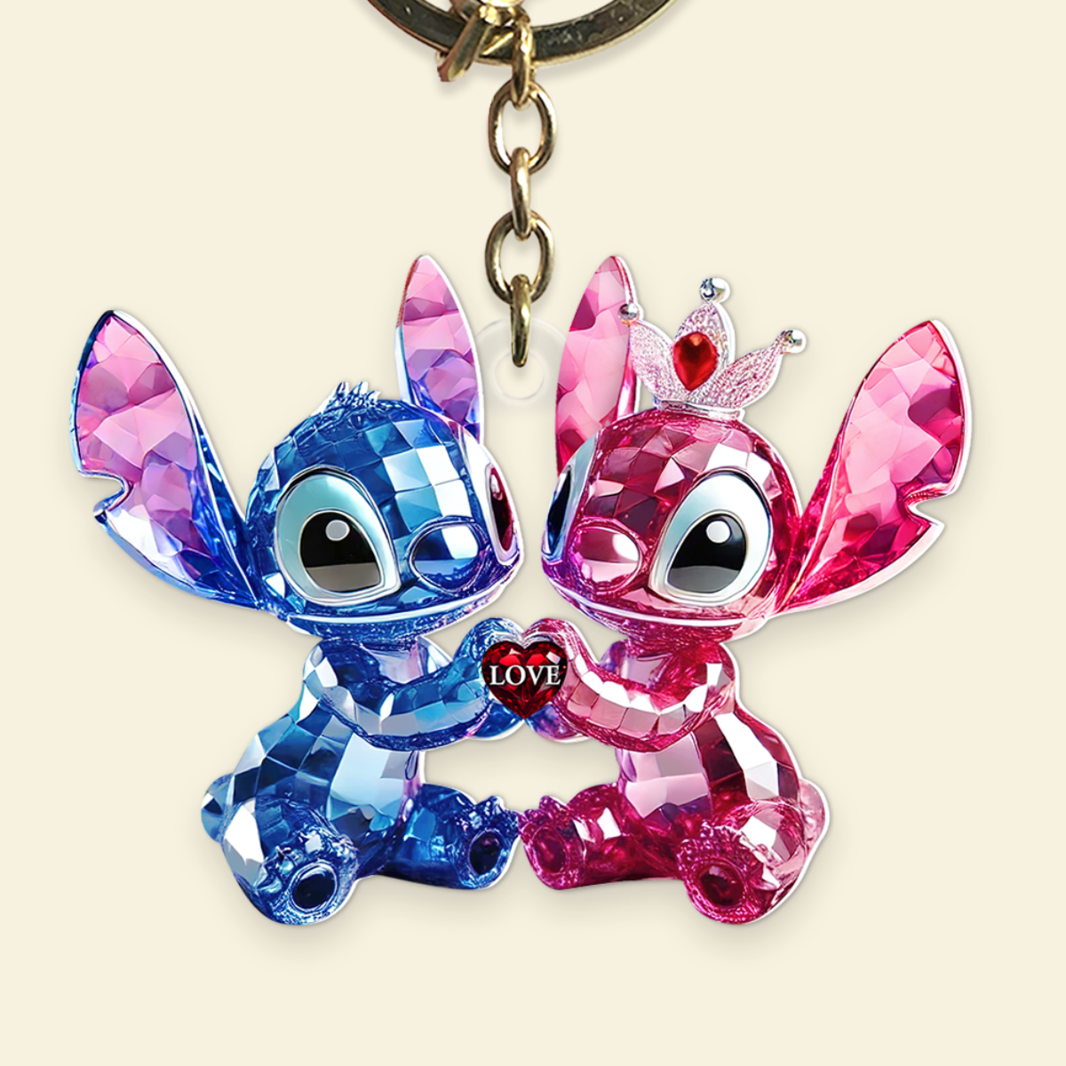 Blue Monster Couple Acrylic Keychain - Personalized Gifts For Couples
