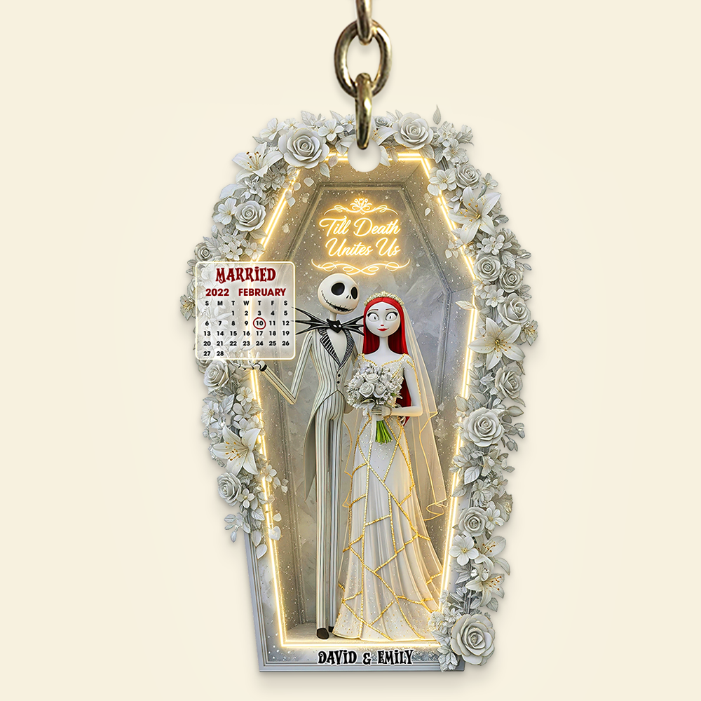 Horror Wedding Couple Keychain - Personalized Gifts For Couple