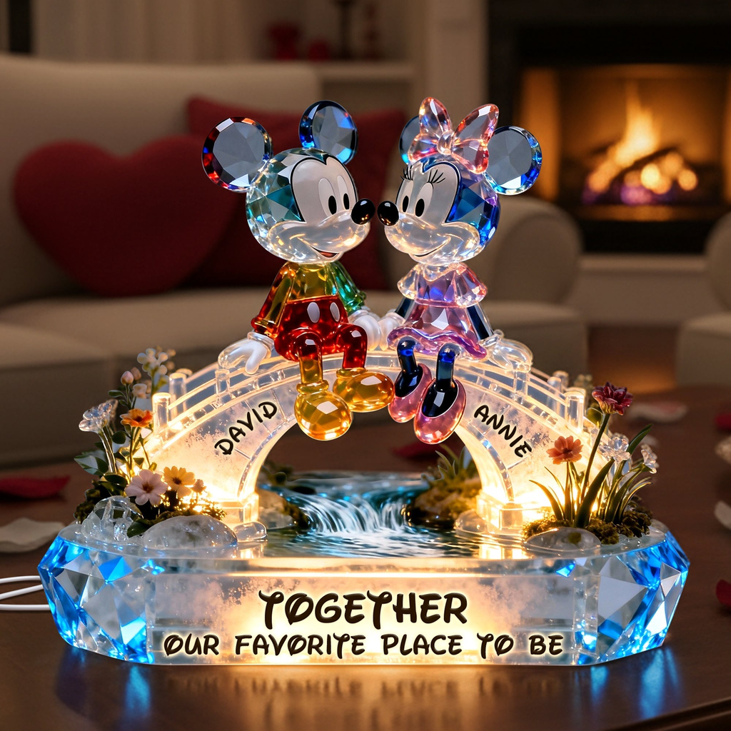Romantic Couple - Personalized Mouse Acrylic LED Night Light