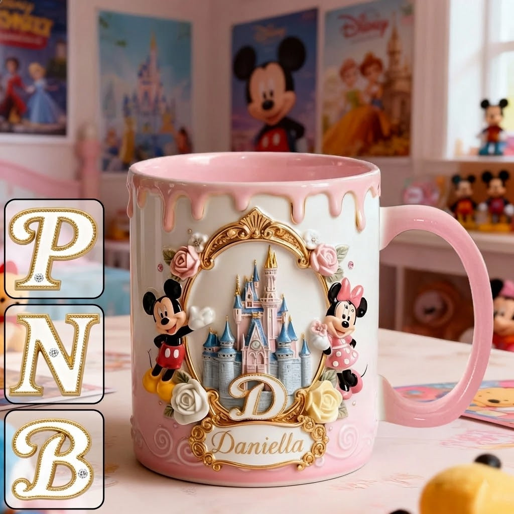 Custom Initial Magic Castle - Personalized Mouse Accent Mug